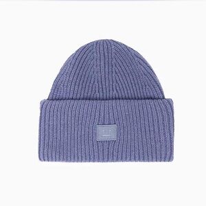 ACNE STUDIOS Purple Wool Logo Beanie